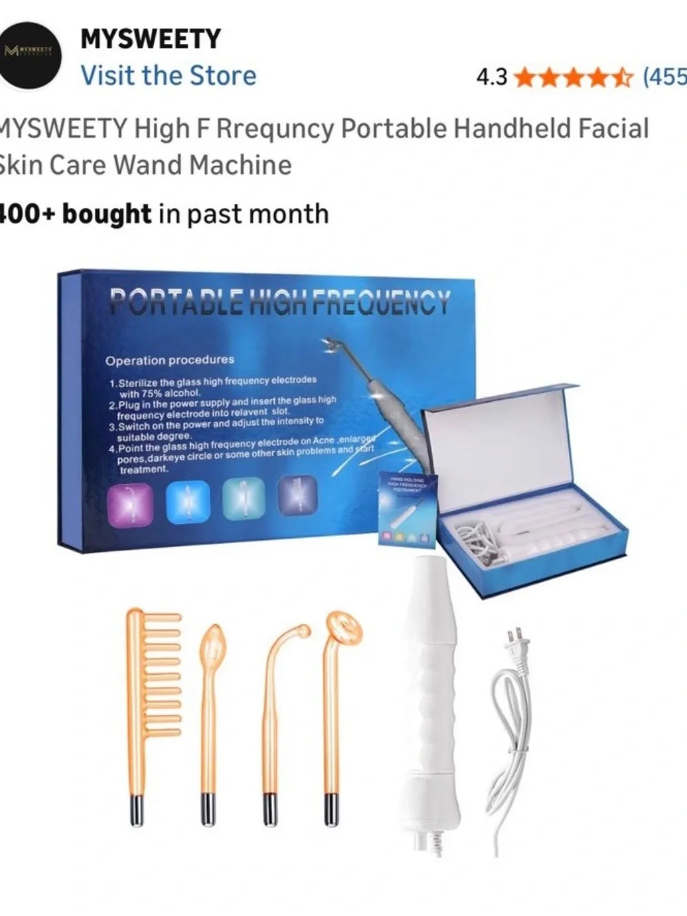 MYSWEETY Portable High-Frequency Facial Wand Machine